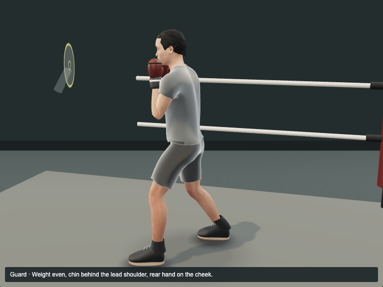Guard: Hands home, chin behind the lead shoulder.